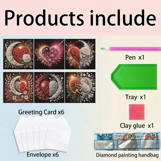 6pcs Sun Moon DIY Diamond Art Greeting Cards Thank You Cards Holiday Blessings