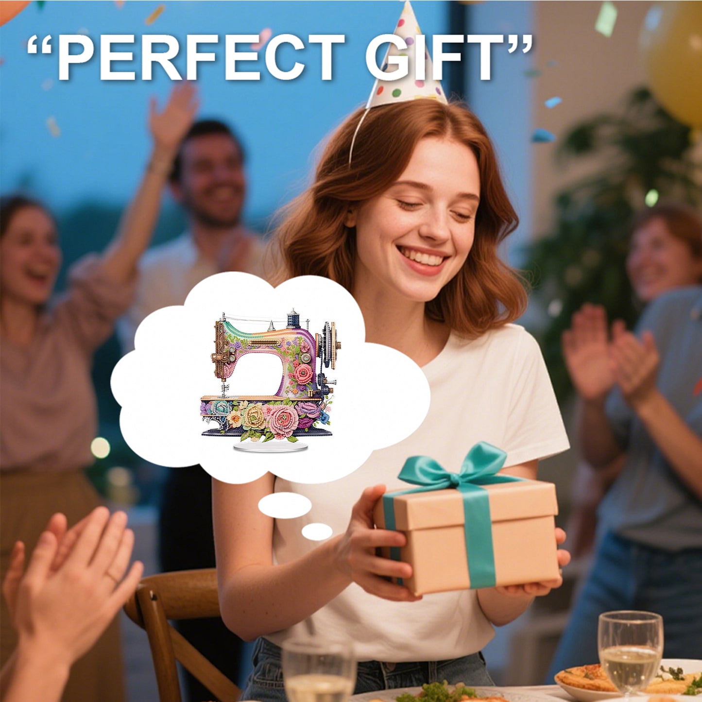 2D Flat Sewing Machine DIY Acrylic Table Top Diamond Painting Ornament Kits