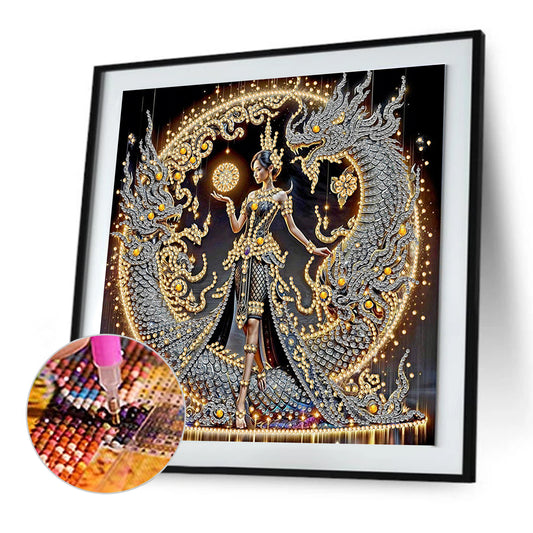 Dragon Beauty - Special Shaped Drill Diamond Painting 30*30CM
