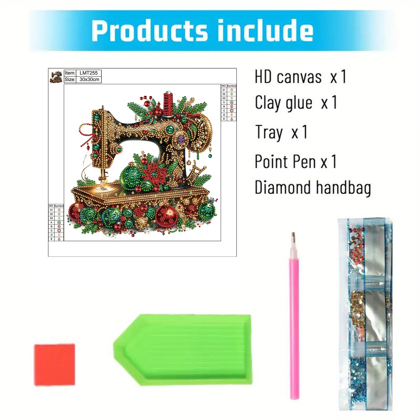 Christmas Sewing Machine - Special Shaped Drill Diamond Painting 30*30CM