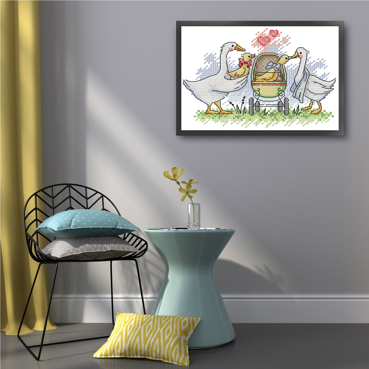 A Family Of White Geese - 14CT Stamped Cross Stitch 19*15CM(Joy Sunday)