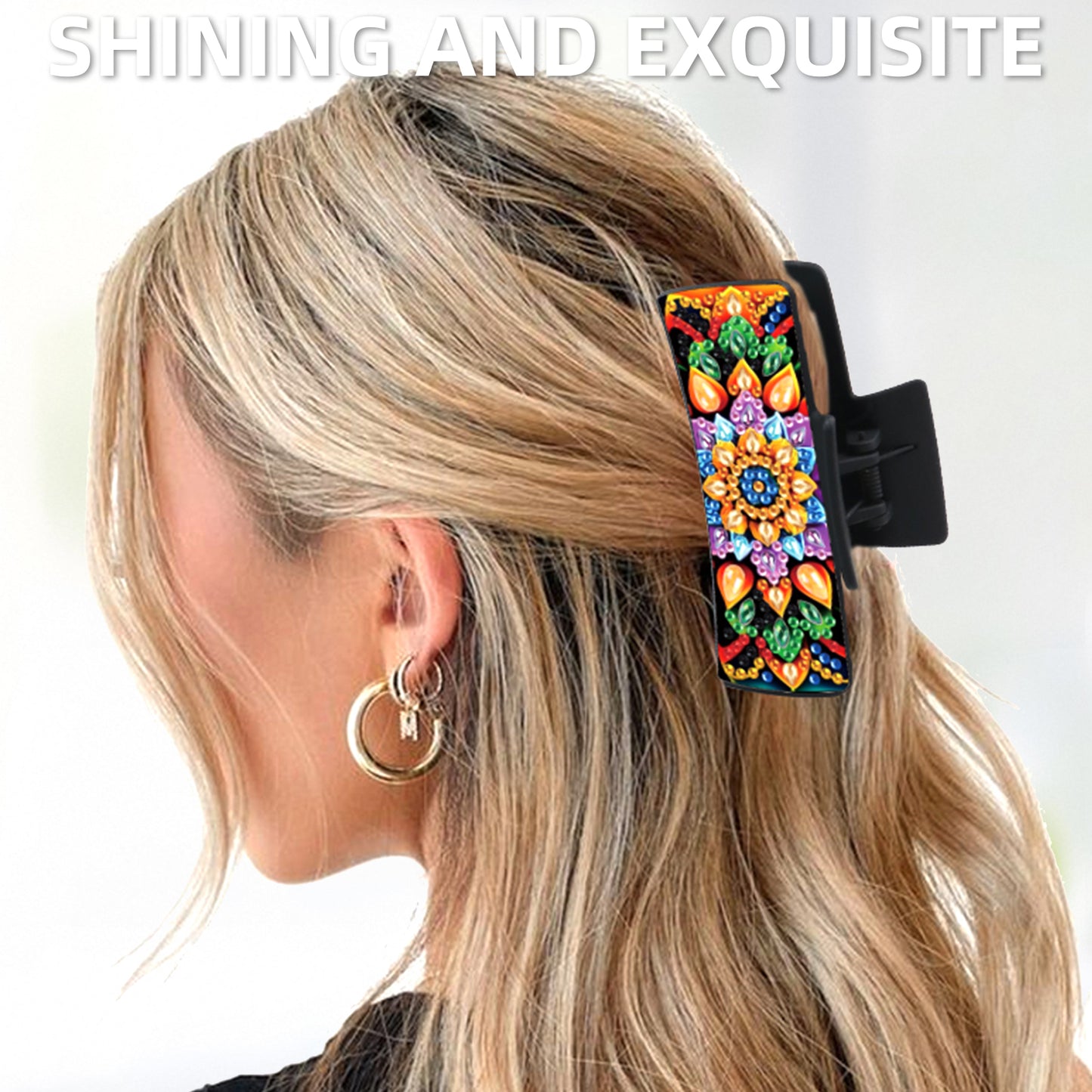 2Pcs Mandala DIY Diamond Hair Claw Clips Making Kit for Women Ladies Girls