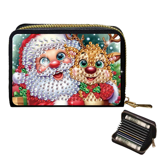 2pcs Santa Claus Snowman Diamond Painting Fashion Card Holder Compact Coin Purse