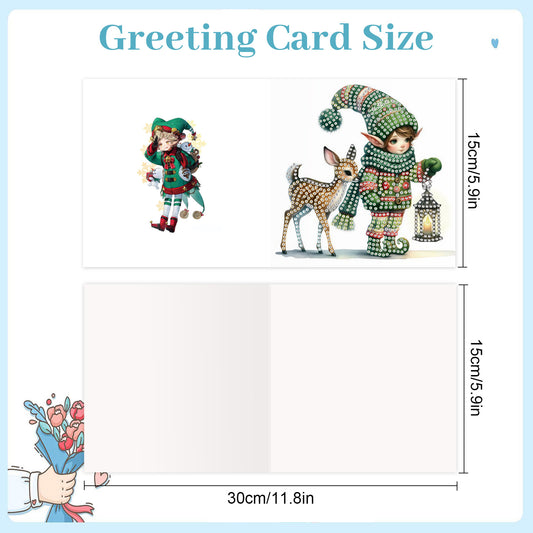 6PCS DIY Diamond Art Greeting Cards Christmas Elf Congratulations Cards Gift