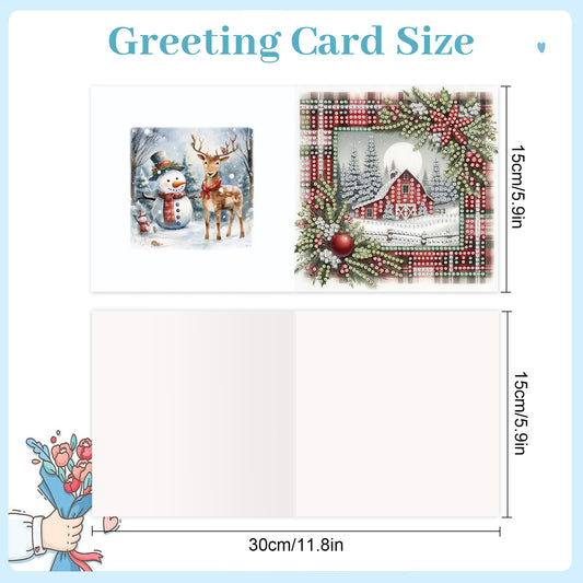 6PCS DIY Diamond Art Greeting Cards Christmas Snow Scene Congratulations Cards