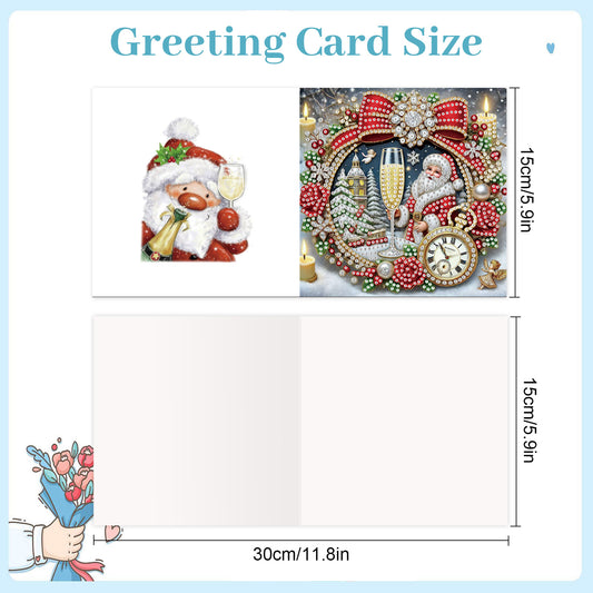 6PCS DIY Diamond Art Greeting Cards Xmas Atmosphere Congratulations Cards Gift