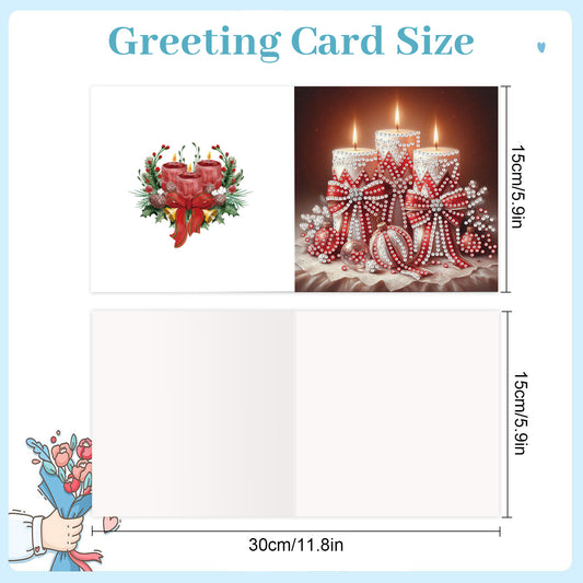 6PCS DIY Diamond Art Greeting Cards Christmas Candle Congratulations Cards Gift