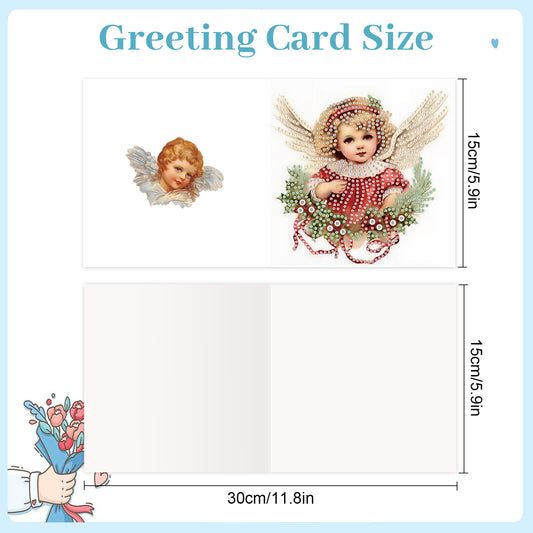 6PCS DIY Diamond Art Greeting Cards Christmas Angel Congratulations Cards Gift