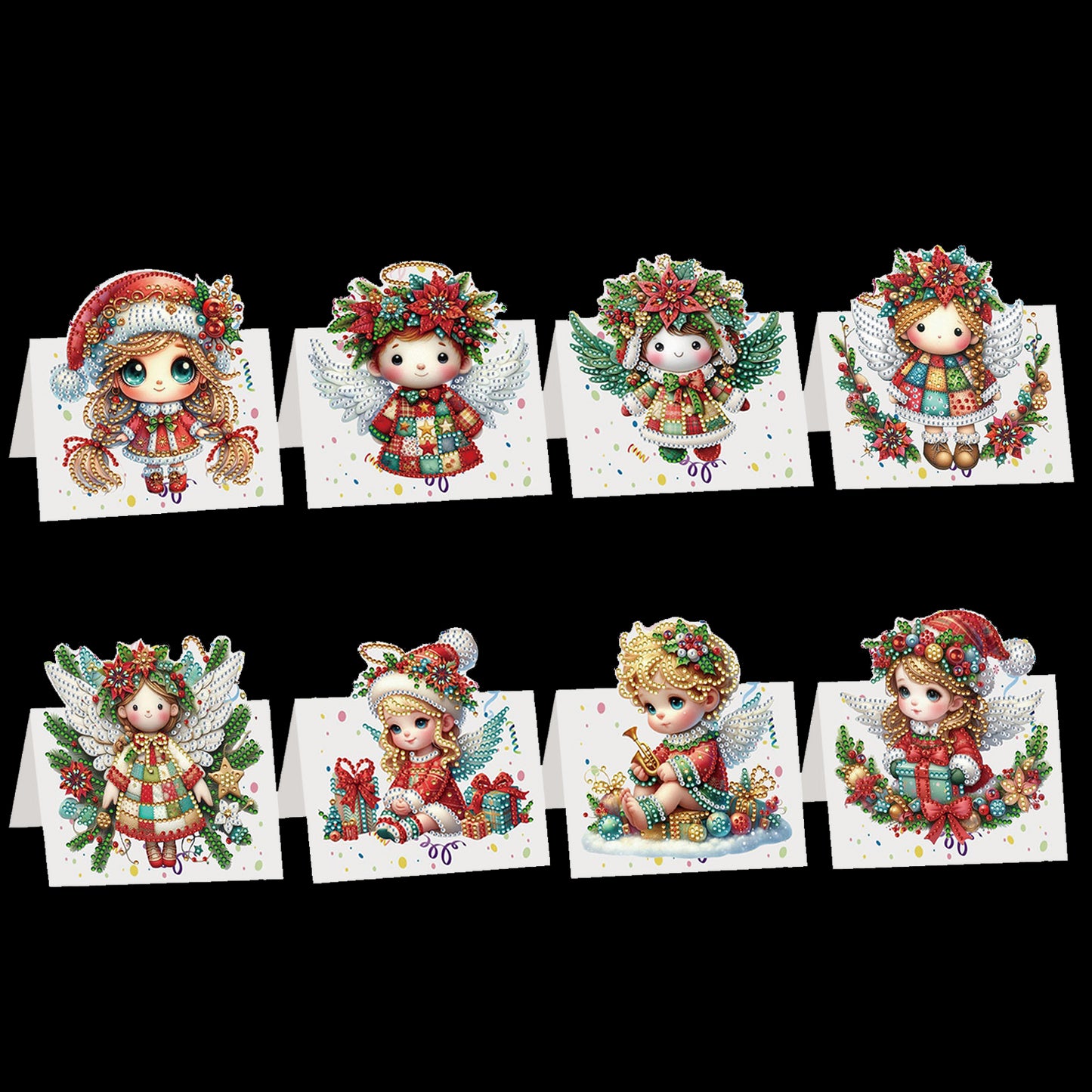 8PCS DIY Diamond Art Greeting Cards Congratulations Cards Gifts (Christmas)