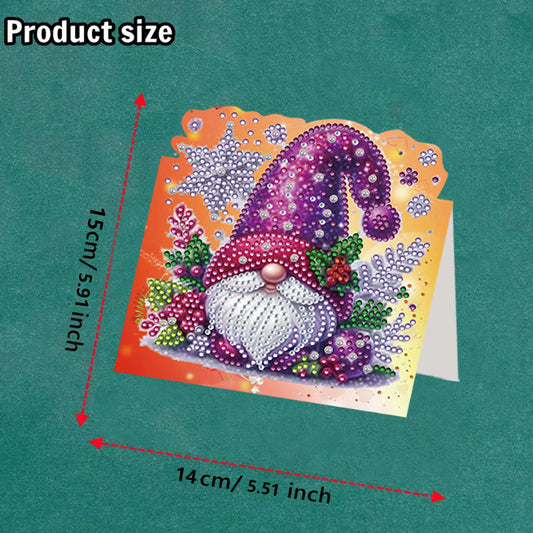 8PCS DIY Diamond Art Greeting Cards Xmas Congratulations Cards Gifts (Gnome)