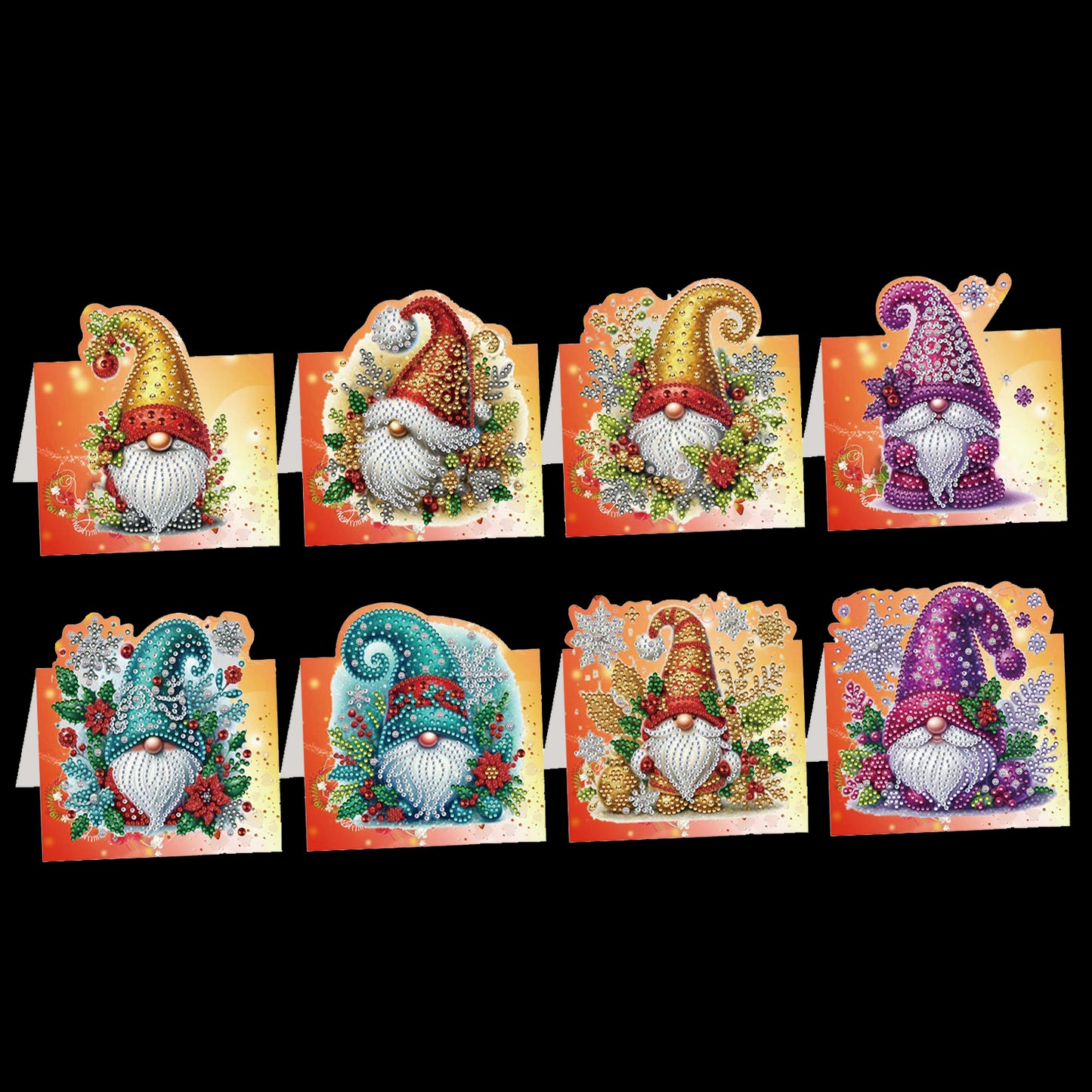 8PCS DIY Diamond Art Greeting Cards Xmas Congratulations Cards Gifts (Gnome)
