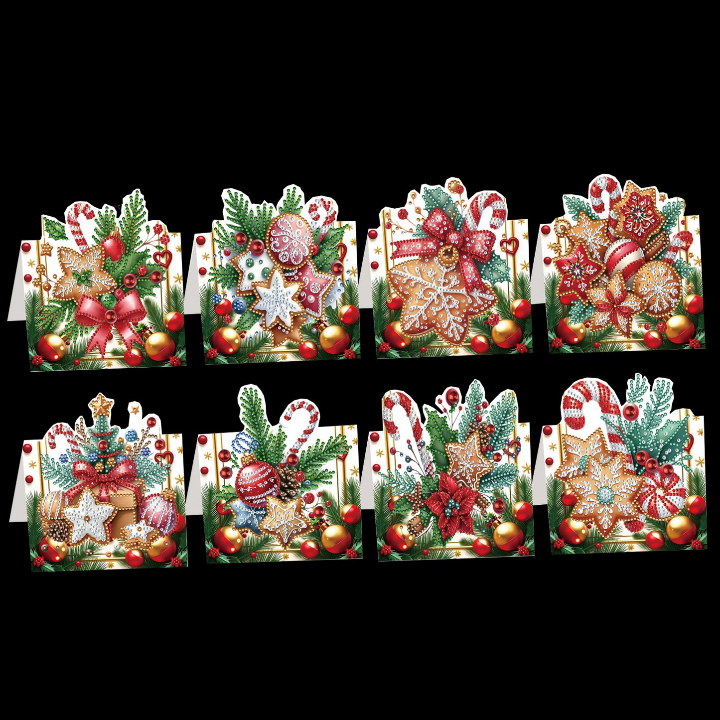 8PCS DIY Diamond Art Greeting Cards Congratulations Cards Gifts (Christmas)