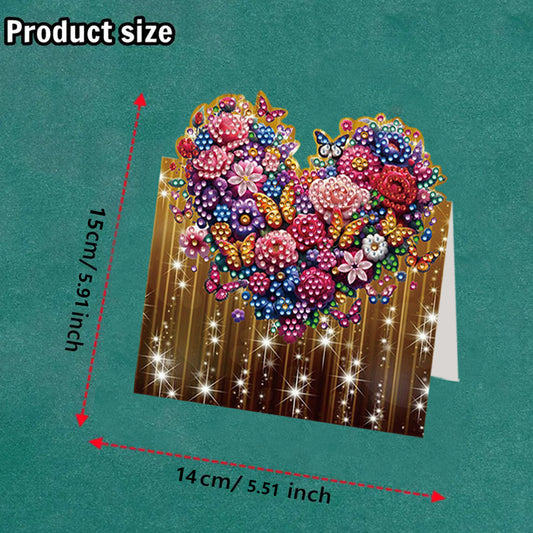 8PCS DIY Diamond Art Greeting Cards Xmas Congratulations Cards Gifts (Heart)