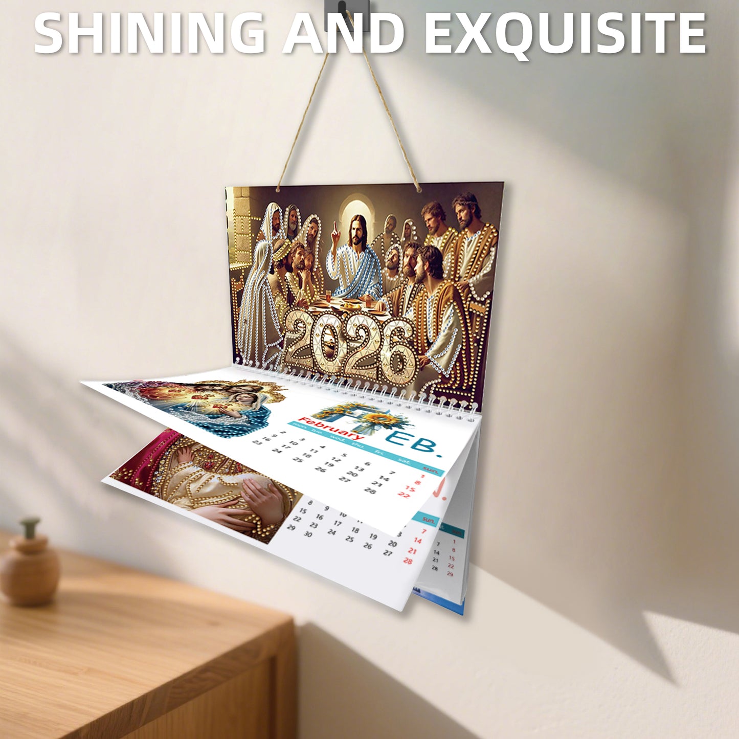 2026 Jesus DIY Diamond Dots Painting Kit Diamond Art Home Paper Desk Calendar