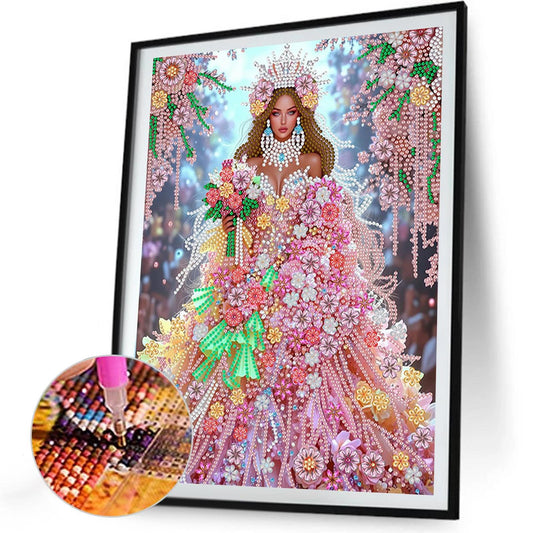 Flower Dress Beauty - Special Shaped Drill Diamond Painting 30*40CM