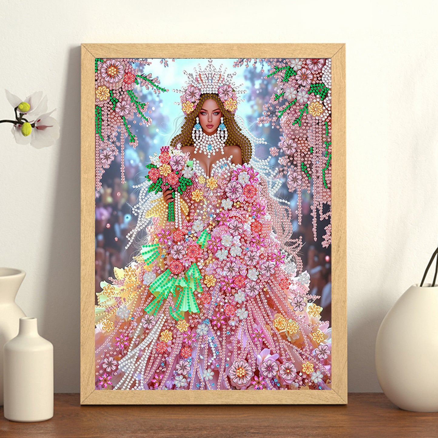 Flower Dress Beauty - Special Shaped Drill Diamond Painting 30*40CM