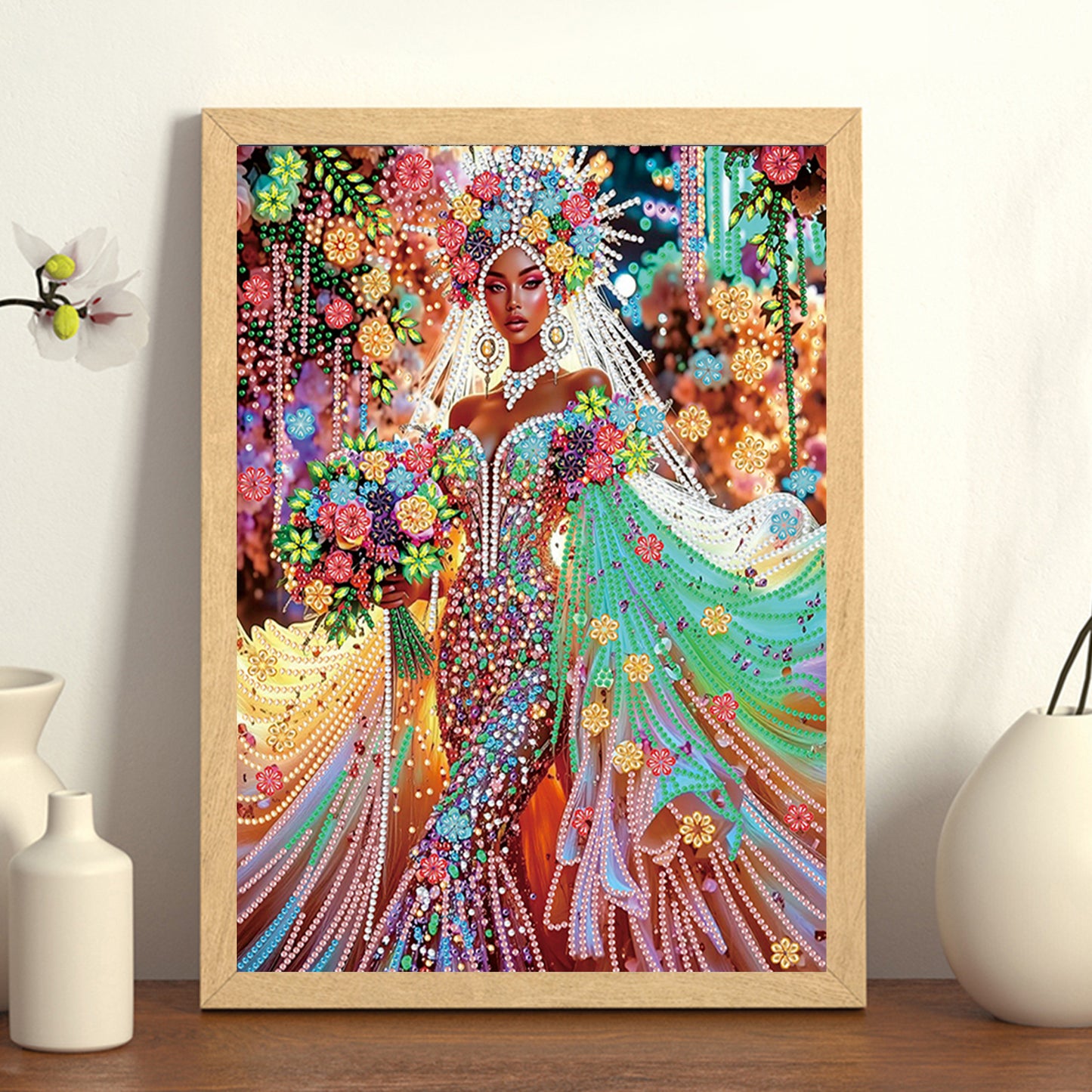Flower Dress Beauty - Special Shaped Drill Diamond Painting 30*40CM