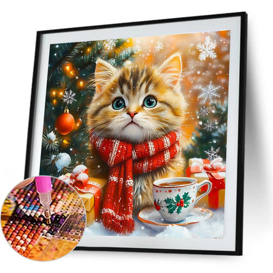 Winter Cat - Full Round Drill Diamond Painting 40*40CM