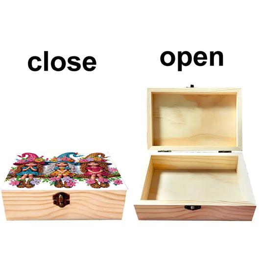 5D DIY Diamond Painting Handmade Wood Storage Box Crystal Storage Case (Girl)