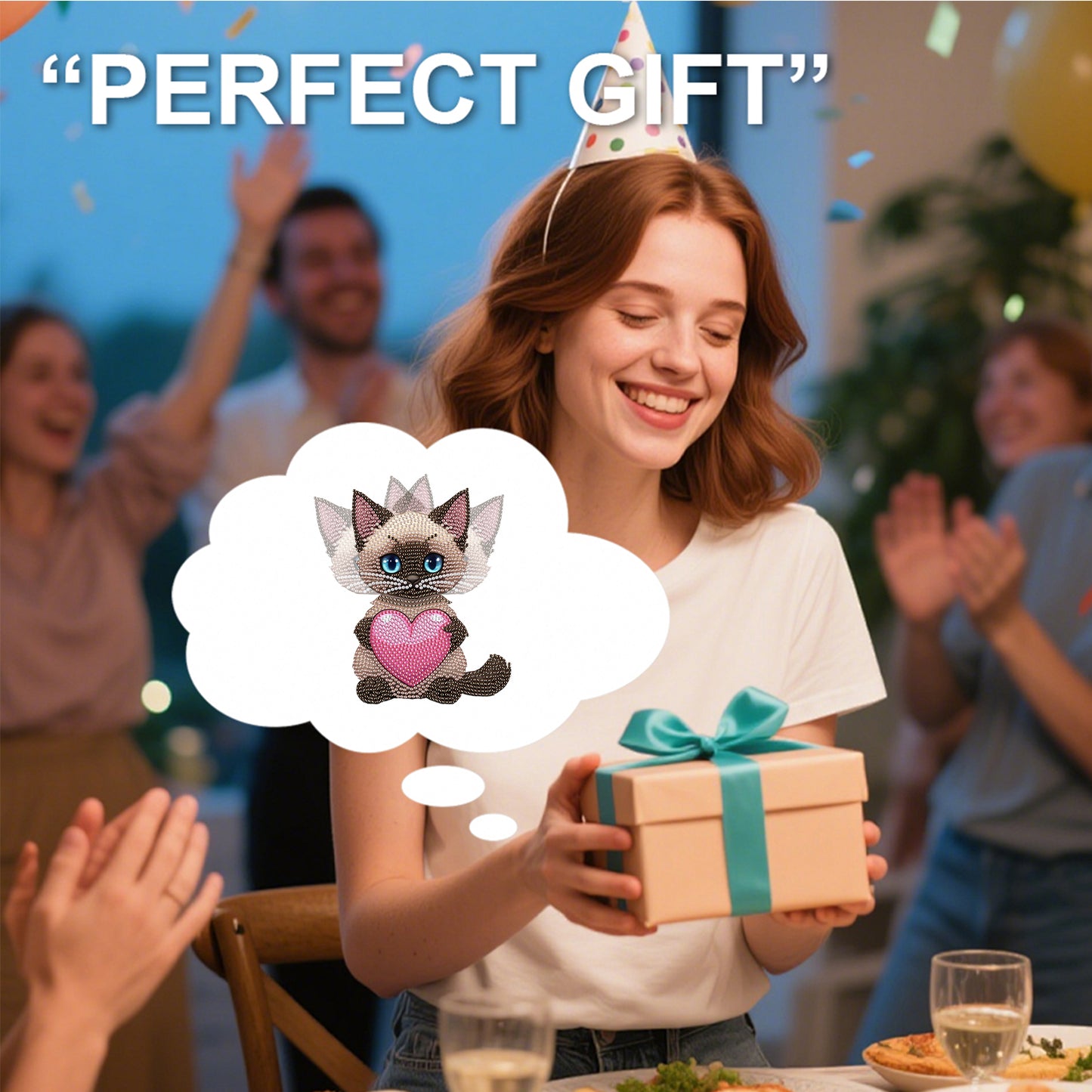 2D Flat DIY Cat Acrylic Shaking Head Diamond Painting Tabletop Ornaments Kit