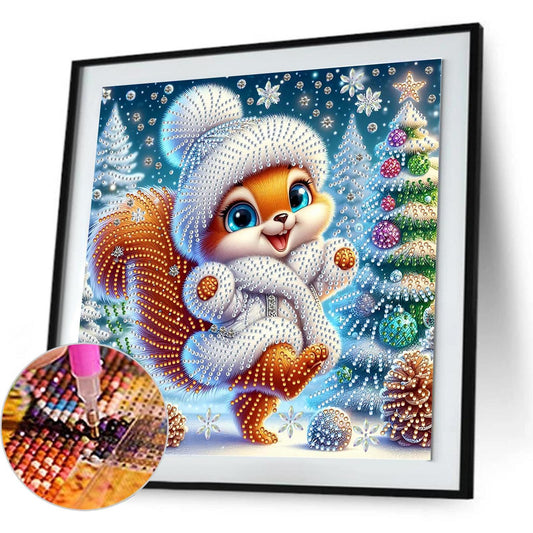 Christmas Squirrel - Special Shaped Drill Diamond Painting 30*30CM