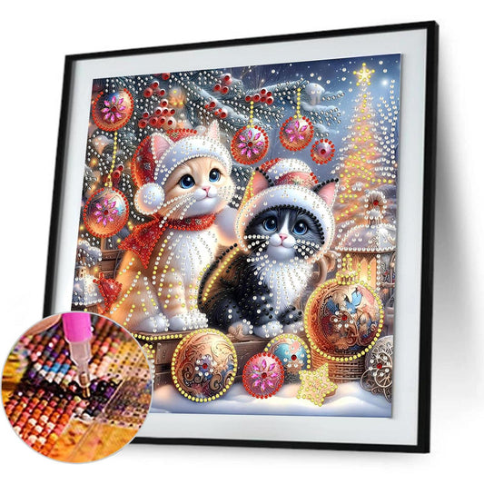 Christmas Cat - Special Shaped Drill Diamond Painting 30*30CM