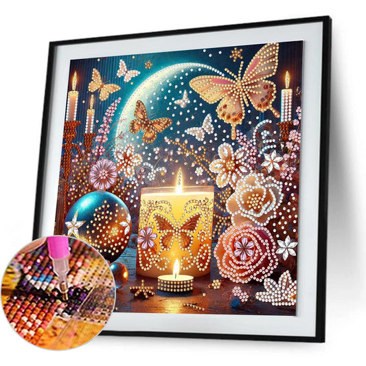 Dreamy Flower Candles - Special Shaped Drill Diamond Painting 30*30CM