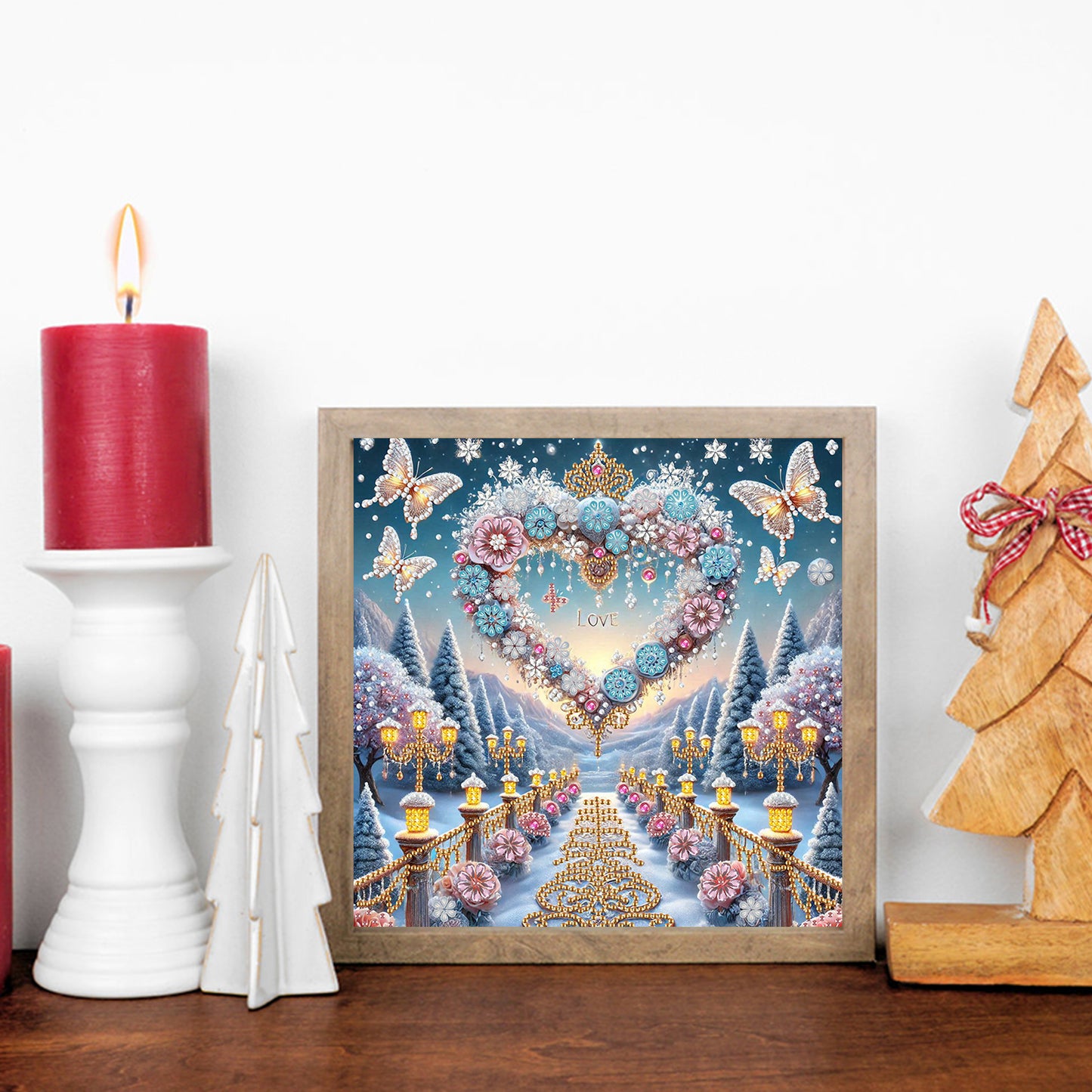 Dreamy Flower Hearts - Special Shaped Drill Diamond Painting 30*30CM