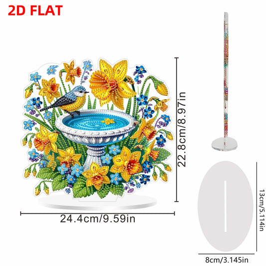 Basin DIY 2D Flat Print Acrylic Desktop Diamond Art Kits 24x22cm Desktop Decor