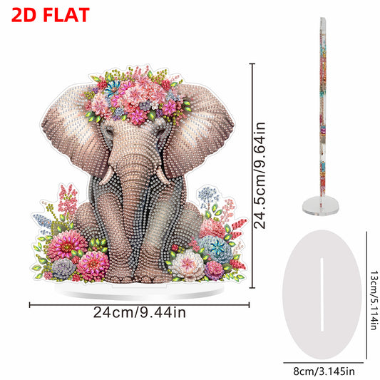 Elephant DIY 2D Flat Print Acrylic Desktop Diamond Art Kit 24x22cm Desktop Decor