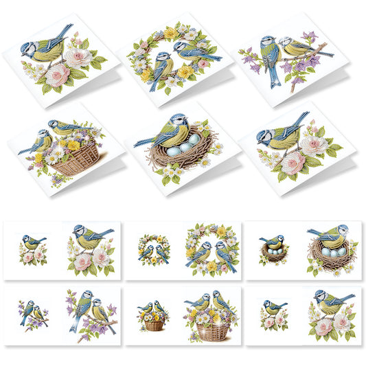 12Pcs Bluebird DIY Diamond Painting Greeting Cards for Adult Holiday Gifts