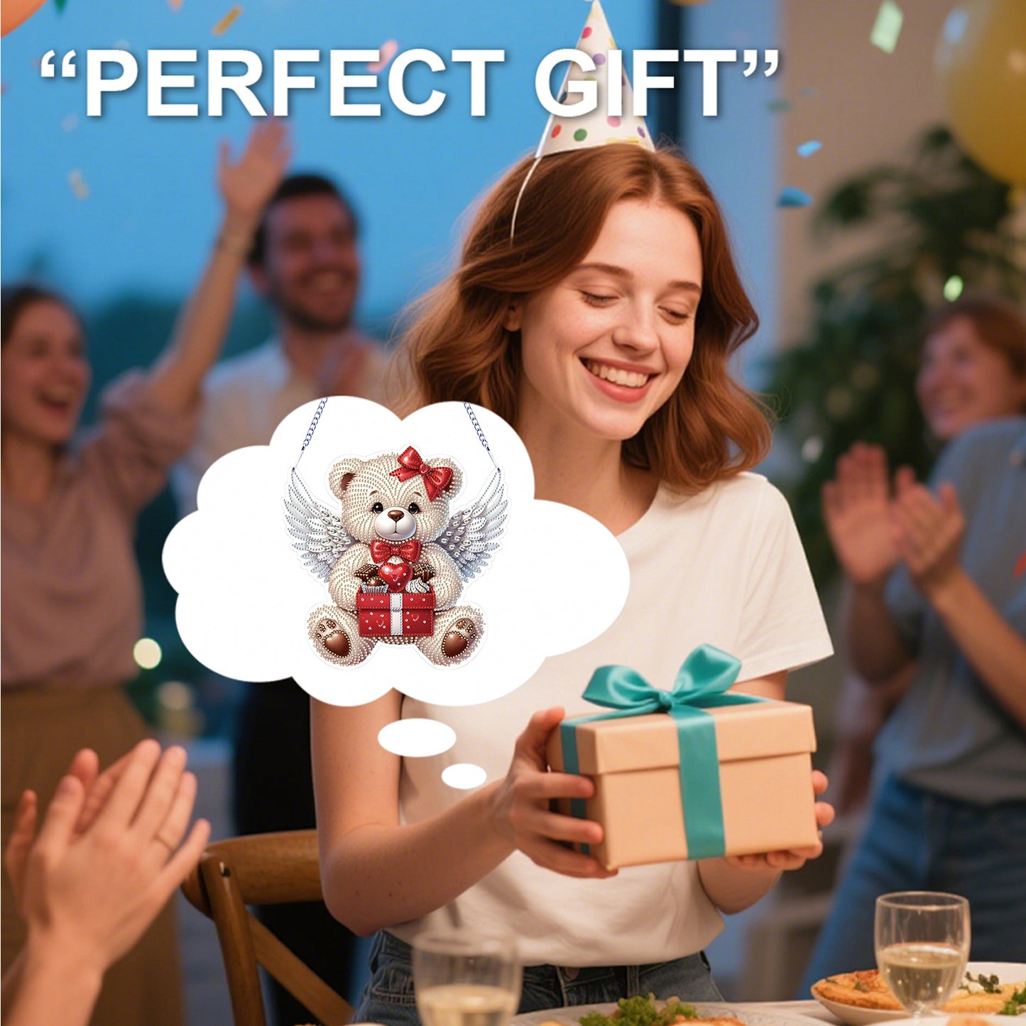 Valentine Day 2D Flat DIY Diamond Art Pendant Diamond Painting Crafts Set (Bear)