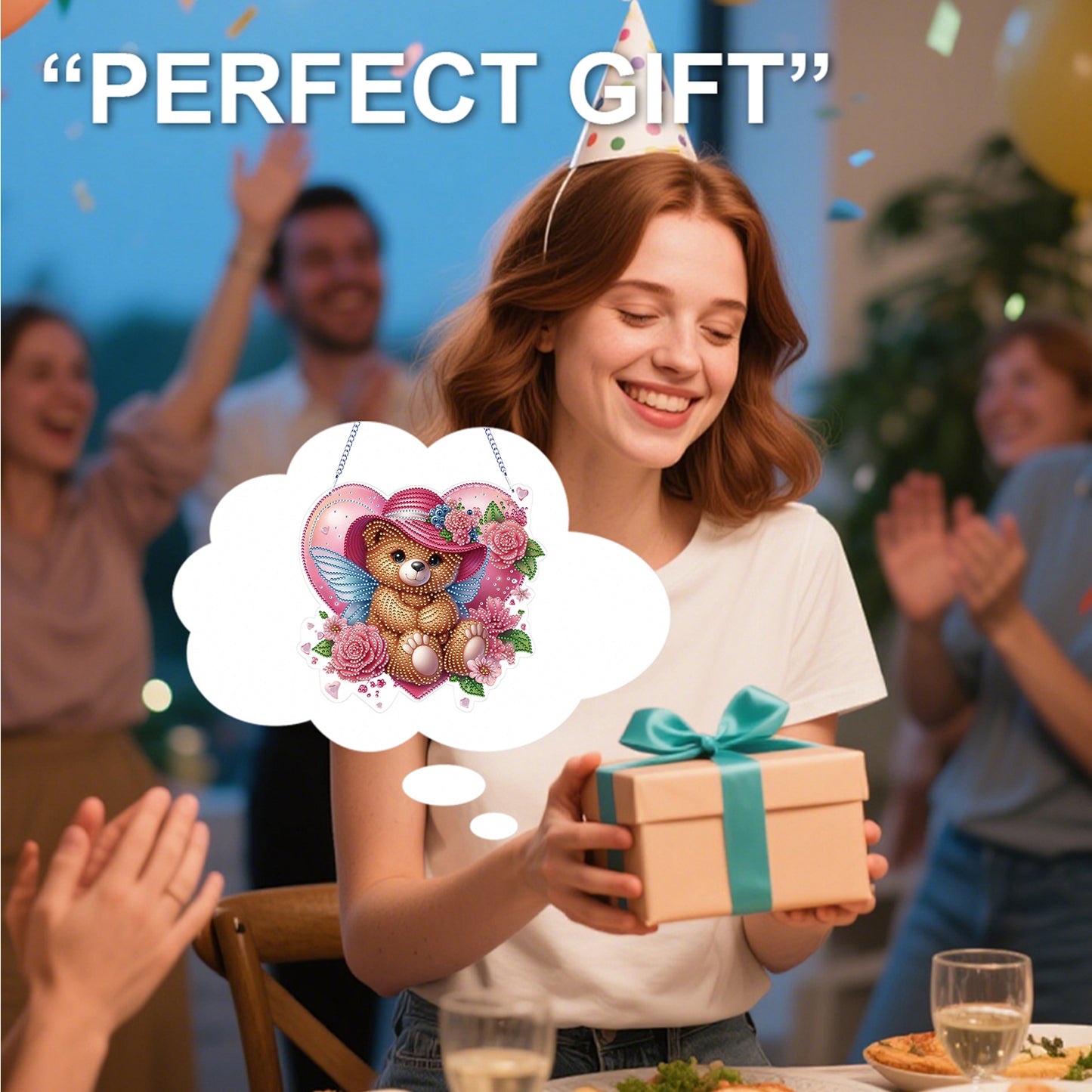 Valentine Day 2D Flat DIY Diamond Art Pendant Diamond Painting Crafts Set (Bear)