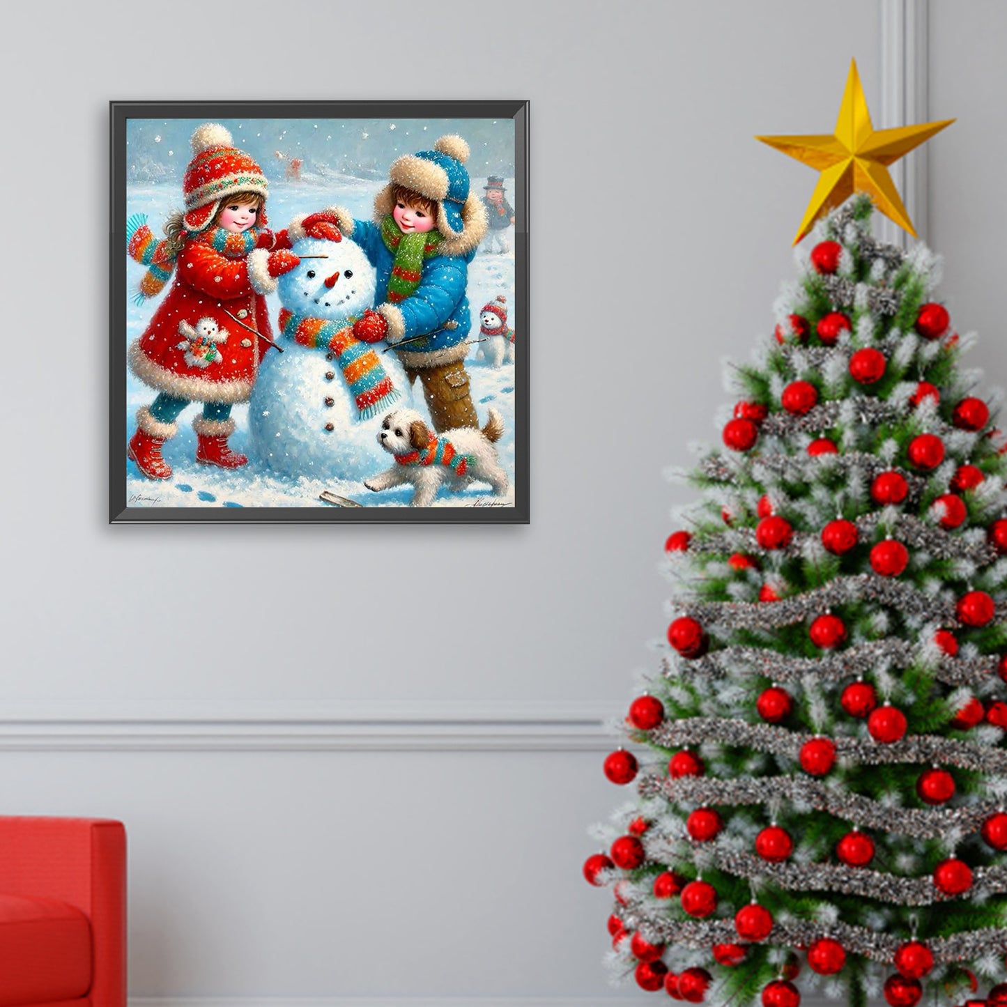 Snowman Building - Full Square Drill Diamond Painting 30*30CM