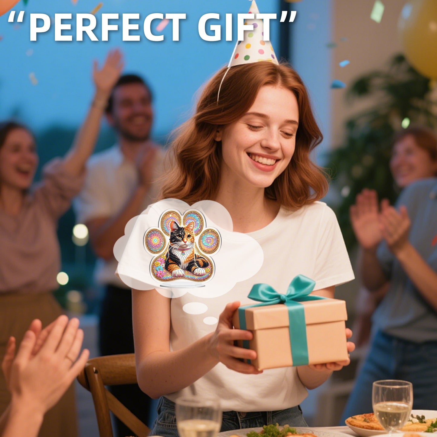 Cat Paw DIY 2D Flat Acrylic Diamond Painting Desktop Ornaments Kit 24*22cm Home