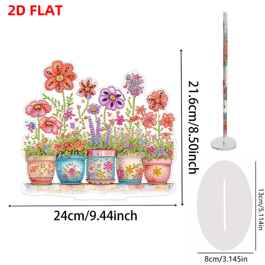 Plant DIY 2D Flat Acrylic Desktop Special Shaped Diamond Art Kit 24*22cm As Gift