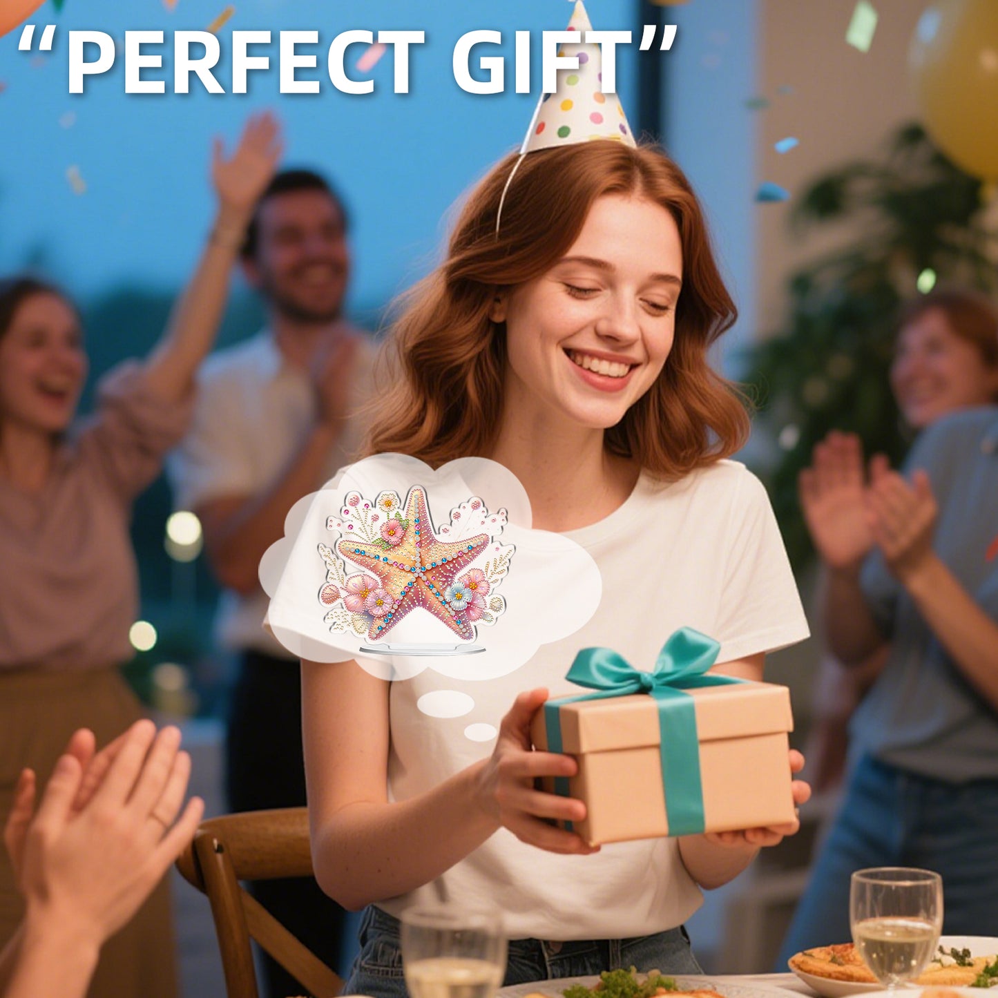 Starfish DIY 2D Flat Acrylic Home Desktop Special Shaped Diamond Art Kit 24*22cm