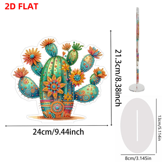 Cactus DIY 2D Flat Acrylic Home Desktop Special Shaped Diamond Art Kits 24*22cm