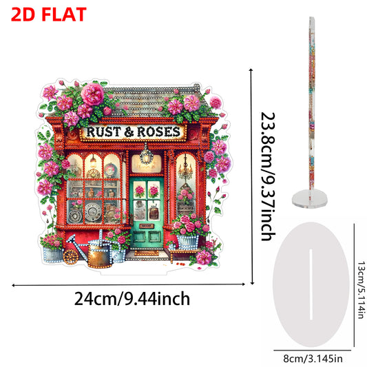Cottage DIY 2D Flat Acrylic Home Desktop Special Shaped Diamond Art Kits 24*22cm
