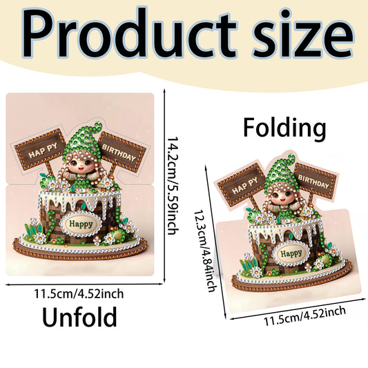 6 Packs Birthday Cake DIY Diamond Painting Greeting Card Kit for Adults Gifts