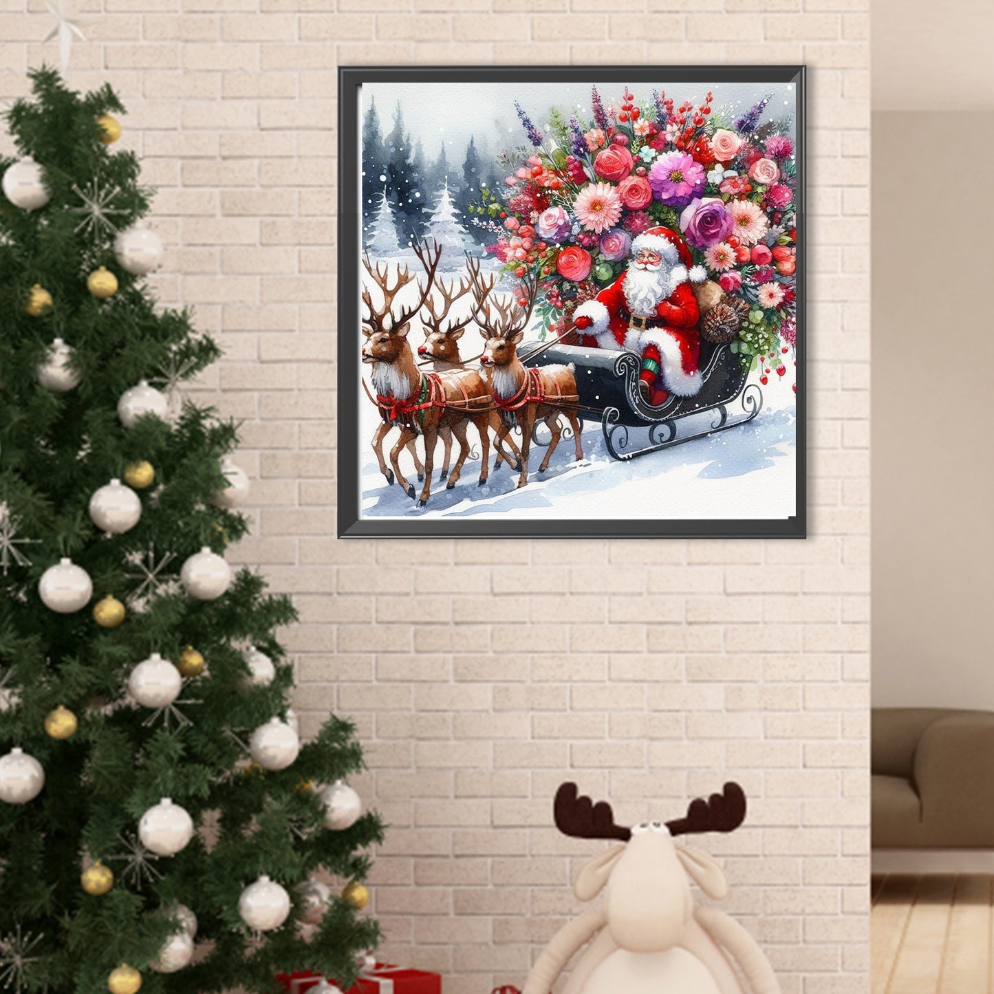 Christmas Sleigh And Santa Claus - Full Round Drill Diamond Painting 40*40CM