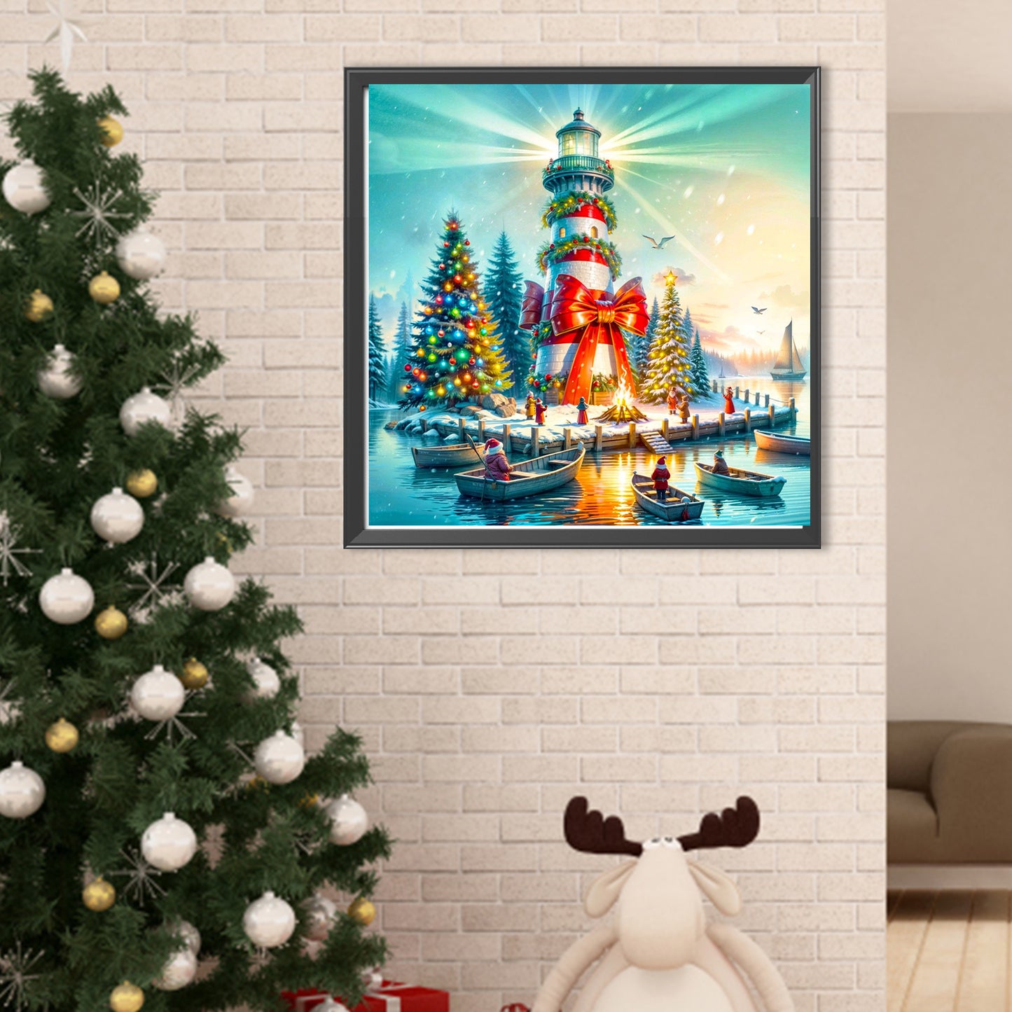 Christmas Lighthouse - Full Round Drill Diamond Painting 40*40CM