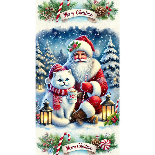 Santa Claus And Cat - Full Round Drill Diamond Painting 40*70CM
