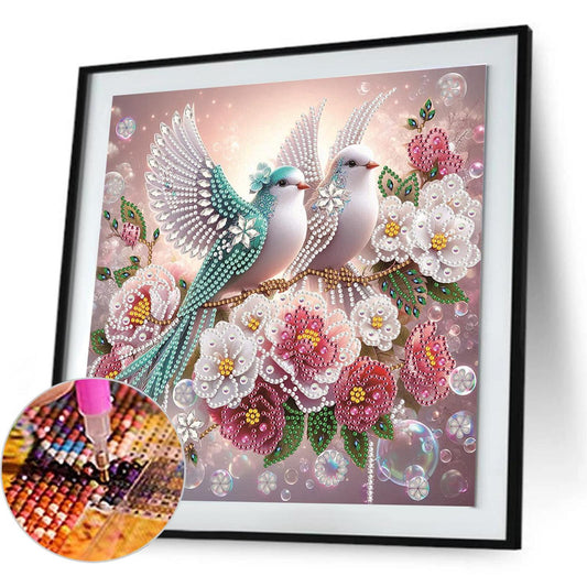 Flowers Bluebird - Special Shaped Drill Diamond Painting 30*30CM