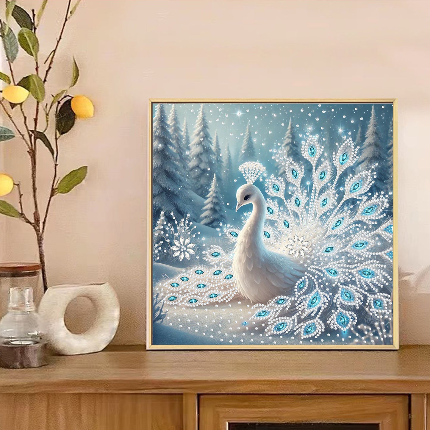 Snowy Peacock - Special Shaped Drill Diamond Painting 30*30CM