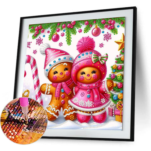 Snowy Gingerbread Man - Special Shaped Drill Diamond Painting 30*30CM