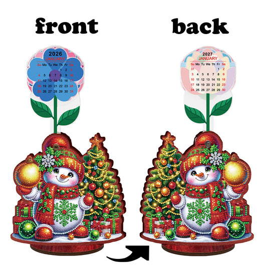 2026-2027 Snowman Wooden DIY 5D Diamond Painting Calendar for Home Office Decor