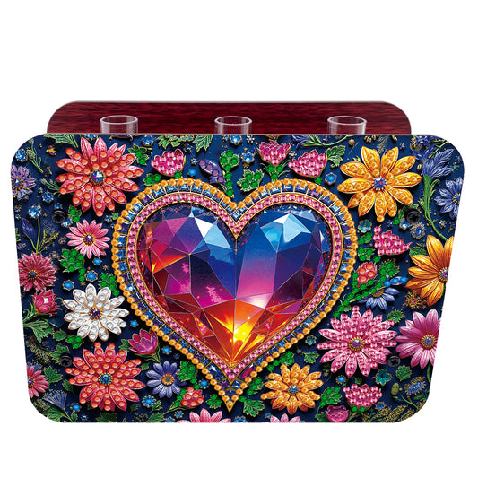 Gem Heart DIY Diamond Painting Wooden Tube Vase for Adults Gift Idea Home Decor
