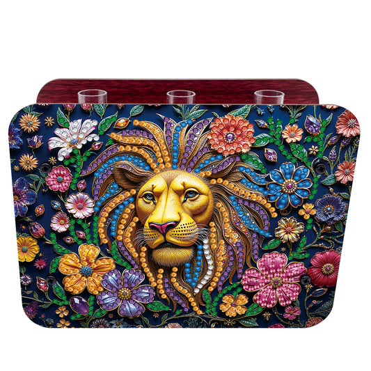 Gem Lion DIY Diamond Painting Wooden Tube Vase for Adults Gift Idea Home Decor
