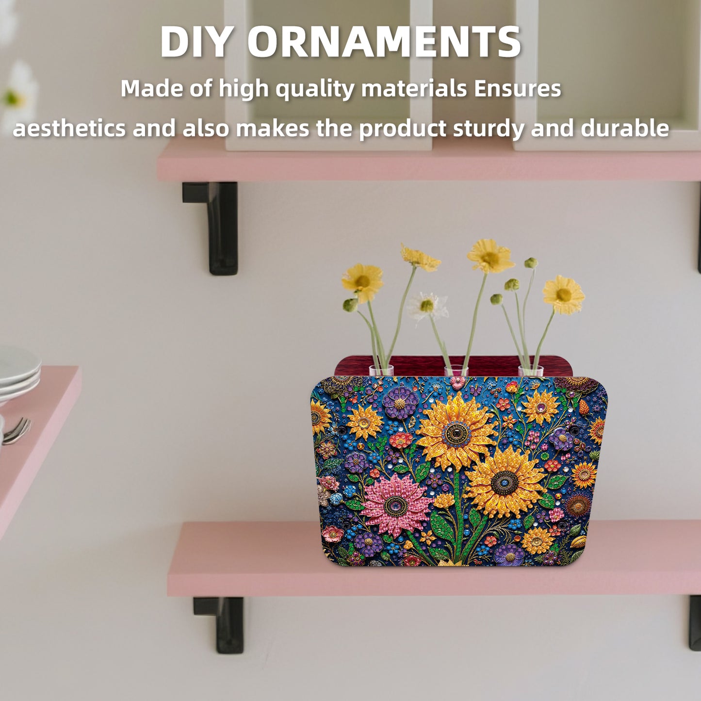 Gem Sunflower DIY Diamond Painting Wooden Tube Vase for Adults Gift Home Decor